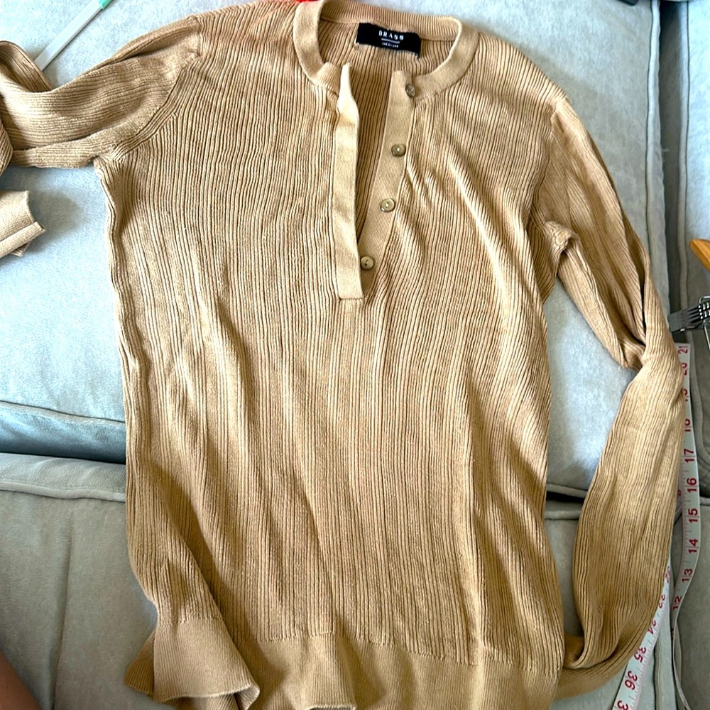 Brass Clothing Henley. Camel color.